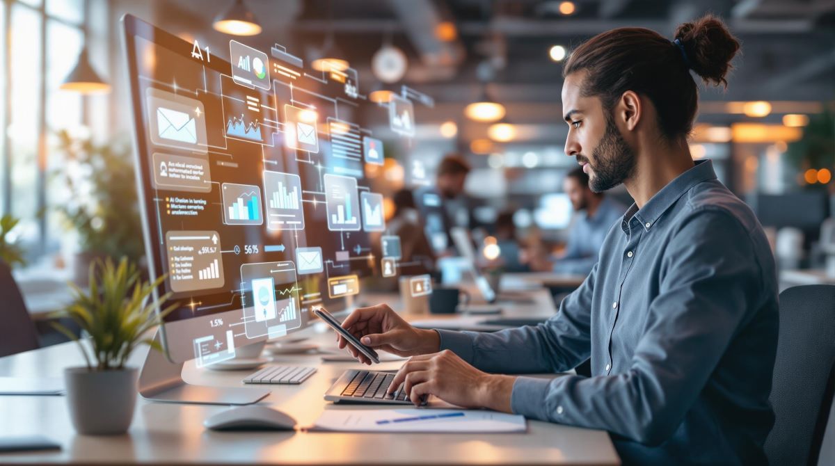AI virtual assistant streamlining customer support in a business setting