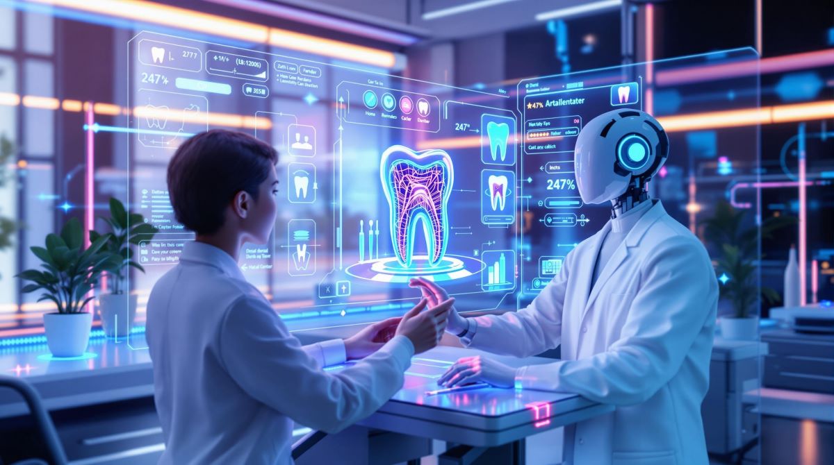 Dental front desk team using 24/7 virtual assistant software